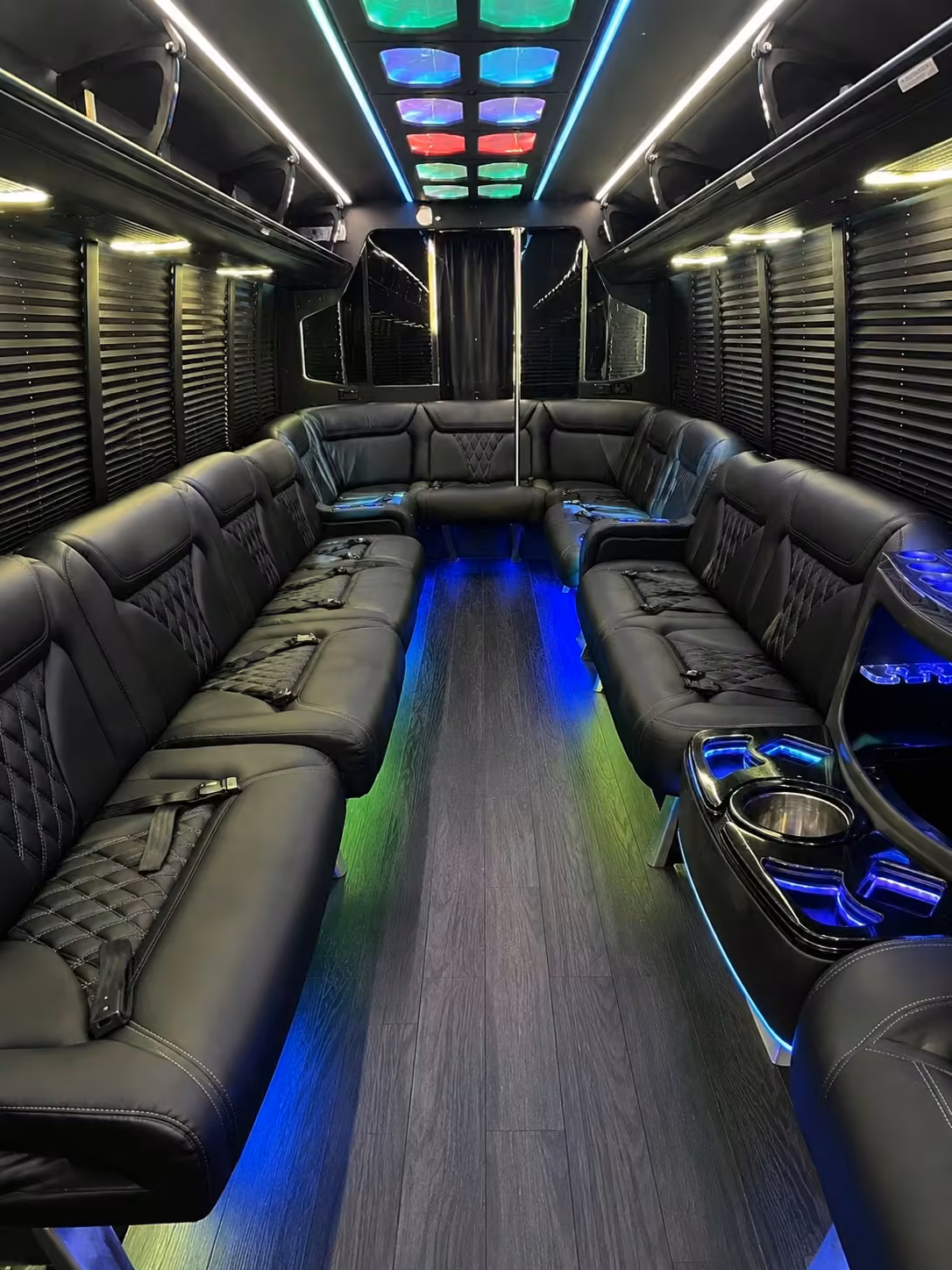 20 passenger party bus inside