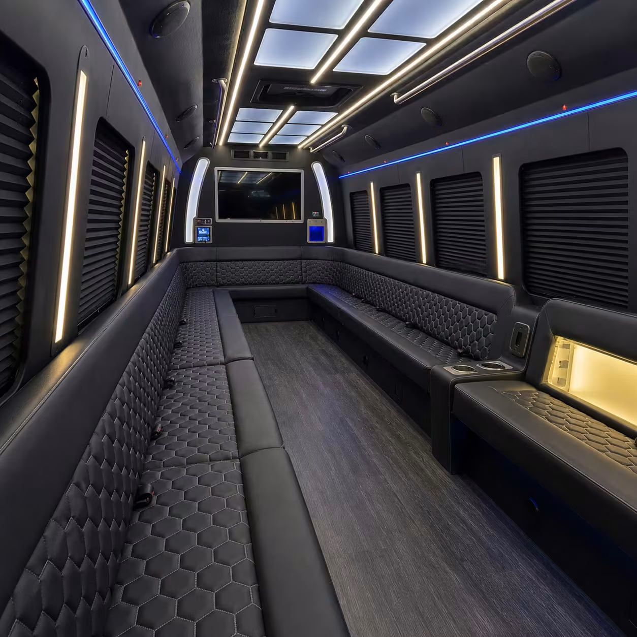 50 passenger party bus inside
